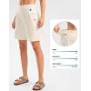 G Gradual Women’s High Waisted 9″ Bermuda Shorts with Zipper Pockets Athletic Workout Long Shorts for Women Knee Length(Beige)