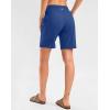 G Gradual Women’s High Waisted 9″ Bermuda Shorts with Zipper Pockets Athletic Workout Long Shorts for Women Knee Length(Blue)