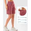 G Gradual Women’s High Waisted 9″ Bermuda Shorts with Zipper Pockets Athletic Workout Long Shorts for Women Knee Length(Briar Rose)