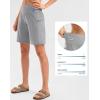 G Gradual Women’s High Waisted 9″ Bermuda Shorts with Zipper Pockets Athletic Workout Long Shorts for Women Knee Length(Bright Grey)