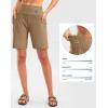 G Gradual Women’s High Waisted 9″ Bermuda Shorts with Zipper Pockets Athletic Workout Long Shorts for Women Knee Length(Bronze Green)