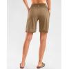 G Gradual Women’s High Waisted 9″ Bermuda Shorts with Zipper Pockets Athletic Workout Long Shorts for Women Knee Length(Bronze Green)