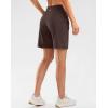 G Gradual Women’s High Waisted 9″ Bermuda Shorts with Zipper Pockets Athletic Workout Long Shorts for Women Knee Length(Brown)