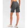 G Gradual Women’s High Waisted 9″ Bermuda Shorts with Zipper Pockets Athletic Workout Long Shorts for Women Knee Length(Charcoal)