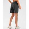 G Gradual Women’s High Waisted 9″ Bermuda Shorts with Zipper Pockets Athletic Workout Long Shorts for Women Knee Length(Dark Grey)