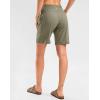 G Gradual Women’s High Waisted 9″ Bermuda Shorts with Zipper Pockets Athletic Workout Long Shorts for Women Knee Length(Dark Khaki)