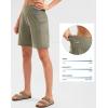 G Gradual Women’s High Waisted 9″ Bermuda Shorts with Zipper Pockets Athletic Workout Long Shorts for Women Knee Length(Dark Khaki)