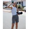 G Gradual Women’s High Waisted 9″ Bermuda Shorts with Zipper Pockets Athletic Workout Long Shorts for Women Knee Length(Dusty Blue)