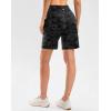 G Gradual Women’s High Waisted 9″ Bermuda Shorts with Zipper Pockets Athletic Workout Long Shorts for Women Knee Length(Grey Camo)