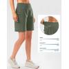 G Gradual Women’s High Waisted 9″ Bermuda Shorts with Zipper Pockets Athletic Workout Long Shorts for Women Knee Length(Grey Sage)