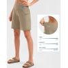 G Gradual Women’s High Waisted 9″ Bermuda Shorts with Zipper Pockets Athletic Workout Long Shorts for Women Knee Length(Khaki)