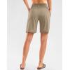 G Gradual Women’s High Waisted 9″ Bermuda Shorts with Zipper Pockets Athletic Workout Long Shorts for Women Knee Length(Khaki)