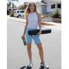G Gradual Women’s High Waisted 9″ Bermuda Shorts with Zipper Pockets Athletic Workout Long Shorts for Women Knee Length(Light Blue)
