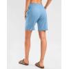 G Gradual Women’s High Waisted 9″ Bermuda Shorts with Zipper Pockets Athletic Workout Long Shorts for Women Knee Length(Light Blue)
