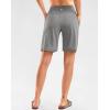 G Gradual Women’s High Waisted 9″ Bermuda Shorts with Zipper Pockets Athletic Workout Long Shorts for Women Knee Length(Light Grey)