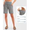 G Gradual Women’s High Waisted 9″ Bermuda Shorts with Zipper Pockets Athletic Workout Long Shorts for Women Knee Length(Light Grey)