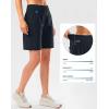 G Gradual Women’s High Waisted 9″ Bermuda Shorts with Zipper Pockets Athletic Workout Long Shorts for Women Knee Length(Navy)