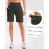 G Gradual Women’s High Waisted 9″ Bermuda Shorts with Zipper Pockets Athletic Workout Long Shorts for Women Knee Length(Olive Green)