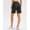 G Gradual Women’s High Waisted 9″ Bermuda Shorts with Zipper Pockets Athletic Workout Long Shorts for Women Knee Length(Olive Green)