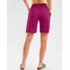 G Gradual Women’s High Waisted 9″ Bermuda Shorts with Zipper Pockets Athletic Workout Long Shorts for Women Knee Length(Rose)