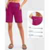 G Gradual Women’s High Waisted 9″ Bermuda Shorts with Zipper Pockets Athletic Workout Long Shorts for Women Knee Length(Rose)