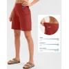 G Gradual Women’s High Waisted 9″ Bermuda Shorts with Zipper Pockets Athletic Workout Long Shorts for Women Knee Length(Savannah Red)