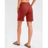 G Gradual Women’s High Waisted 9″ Bermuda Shorts with Zipper Pockets Athletic Workout Long Shorts for Women Knee Length(Savannah Red)