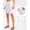 G Gradual Women’s High Waisted 9″ Bermuda Shorts with Zipper Pockets Athletic Workout Long Shorts for Women Knee Length(White)