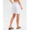 G Gradual Women’s High Waisted 9″ Bermuda Shorts with Zipper Pockets Athletic Workout Long Shorts for Women Knee Length(White)