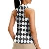 G Gradual Women’s Golf Shirt Racerback Tank Zip Up Athletic Sleeveless Top Tennis Pickleball Cooling Polo Shirts Lightweight, Grey Argyle, XX-Large