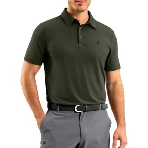 G Gradual Men’s Athletic Polo Shirts Moisture Wicking Quick Dry Sport Polos Short Sleeve Golf Shirt(Army Green)