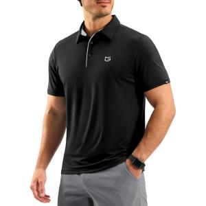 G Gradual Men’s Athletic Polo Shirts Moisture Wicking Quick Dry Sport Polos Short Sleeve Golf Shirt(Black)