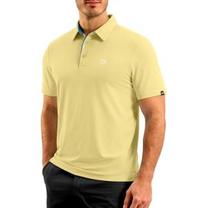 G Gradual Men’s Athletic Polo Shirts Moisture Wicking Quick Dry Sport Polos Short Sleeve Golf Shirt(Light Yellow)