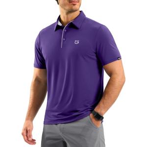 G Gradual Men’s Athletic Polo Shirts Moisture Wicking Quick Dry Sport Polos Short Sleeve Golf Shirt(Purple)