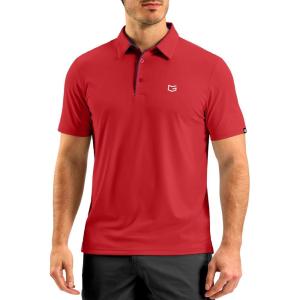 G Gradual Men’s Athletic Polo Shirts Moisture Wicking Quick Dry Sport Polos Short Sleeve Golf Shirt(Red)