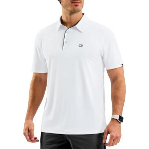 G Gradual Men’s Athletic Polo Shirts Moisture Wicking Quick Dry Sport Polos Short Sleeve Golf Shirt(White)