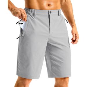 G Gradual Men’s Casual Shorts 11″ Long Lightweight Golf Shorts for Men Hiking Work Outdoor Stretch(Bright Grey)
