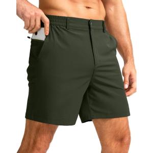 G Gradual Men’s Casual Shorts 7″ Lightweight Golf Shorts for Men Stretch with 3 Pockets Quick Dry Breathable Work Shorts(Army Green)