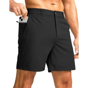 G Gradual Men’s Casual Shorts 7″ Lightweight Golf Shorts for Men Stretch with 3 Pockets Quick Dry Breathable Work Shorts(Black)
