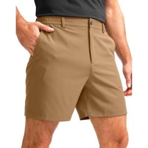 G Gradual Men’s Casual Shorts 7″ Lightweight Golf Shorts for Men Stretch with 3 Pockets Quick Dry Breathable Work Shorts(Dark Khaki)