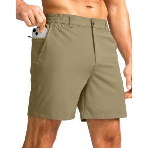 G Gradual Men’s Casual Shorts 7″ Lightweight Golf Shorts for Men Stretch with 3 Pockets Quick Dry Breathable Work Shorts(Dusty Khaki)