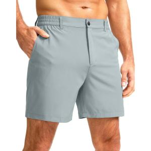 G Gradual Men’s Casual Shorts 7″ Lightweight Golf Shorts for Men Stretch with 3 Pockets Quick Dry Breathable Work Shorts(Light Grey)