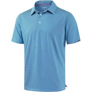 G Gradual Mens Golf Shirt Dry Fit Moisture Wicking Performance Short Sleeve Striped Polo Shirts for Men Dressy Casual(Aqua Stripe)