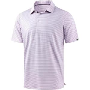 G Gradual Mens Golf Shirt Dry Fit Moisture Wicking Performance Short Sleeve Striped Polo Shirts for Men Dressy Casual(Lavender Stripe)