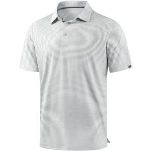 G Gradual Mens Golf Shirt Dry Fit Moisture Wicking Performance Short Sleeve Striped Polo Shirts for Men Dressy Casual(Light Grey Stripe)