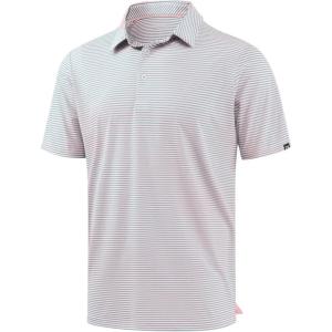 G Gradual Mens Golf Shirt Dry Fit Moisture Wicking Performance Short Sleeve Striped Polo Shirts for Men Dressy Casual(Light Pink Blue Stripe)