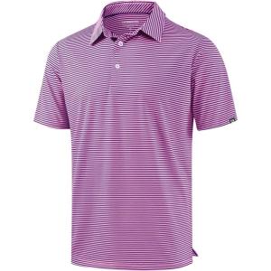 G Gradual Mens Golf Shirt Dry Fit Moisture Wicking Performance Short Sleeve Striped Polo Shirts for Men Dressy Casual(Pink Purple Stripe)