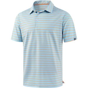 G Gradual Mens Golf Shirt Dry Fit Moisture Wicking Performance Short Sleeve Striped Polo Shirts for Men Dressy Casual(Wide Blue Orange Stripe)