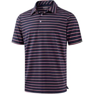 G Gradual Mens Golf Shirt Dry Fit Moisture Wicking Performance Short Sleeve Striped Polo Shirts for Men Dressy Casual(Wide Navy Stripe)