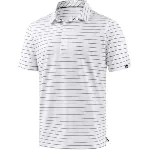G Gradual Mens Golf Shirt Dry Fit Moisture Wicking Performance Short Sleeve Striped Polo Shirts for Men Dressy Casual(Wide White Stripe)